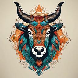 simple taurus tattoo  simple vector color tattoo