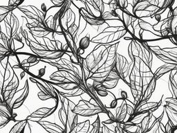 drawing of a vine in a garden  minimal rough sketch scribbles,doodles,black and white