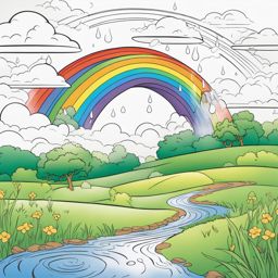 rainbow coloring pages - a rainbow appears after a refreshing rain shower. 