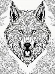 Fenrir Coloring Pages - Ferocious Wolf from Norse Mythology  minimal black outline printable sheet, coloring page