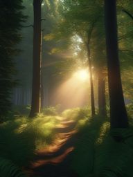 Forest Landscape - A mysterious forest landscape with sunlight filtering through trees  8k, hyper realistic, cinematic