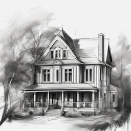 sketch drawing of house  minimal rough sketch scribbles,doodles,black and white