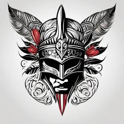 Hawaiian Warrior Helmet Tattoo - Symbolize strength and warrior spirit with a tattoo featuring the iconic Hawaiian warrior helmet.  simple vector color tattoo,minmal,white background