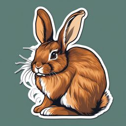 Eastern Cottontail Sticker - A fluffy eastern cottontail bunny with floppy ears, ,vector color sticker art,minimal