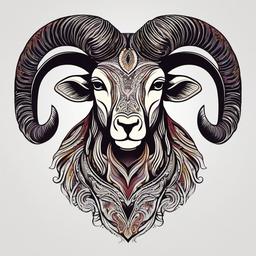 ram tattoo aries  simple vector color tattoo