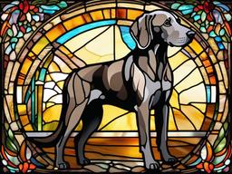 Stained Glass Weimaraner - Weimaraner with sleek coat  