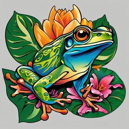 Cool Frog Tattoos-Bold and dynamic tattoos featuring cool frog designs, capturing the unique and playful nature of these amphibious creatures.  simple color vector tattoo