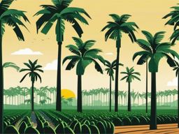 Banana Plantation Clipart - A vast plantation of banana trees.  color vector clipart, minimal style