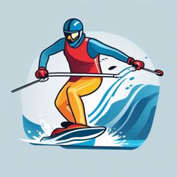 Water Skiing Water Spray Clipart - A water skier creating a spray while skiing.  color vector clipart, minimal style