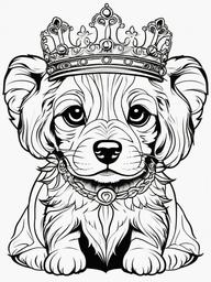 Puppy with a Crown Coloring Pages - Royal Puppy with a Majestic Touch  minimal black outline printable sheet, coloring page