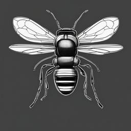 drawing of a drone bee  minimal rough sketch scribbles,doodles,black and white