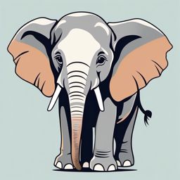Elephant Clip Art - A gentle elephant with enormous ears,  color vector clipart, minimal style