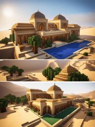 arabian palace in a vast desert oasis - minecraft house design ideas minecraft block style