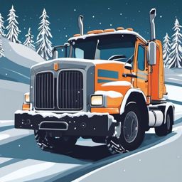 Snowplow Truck Sticker - Winter road clearance, ,vector color sticker art,minimal