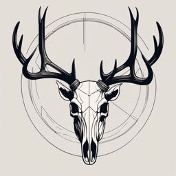 Clean lines form a deer skull, a minimalistic symbol of wildlife.  simple color tattoo style