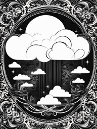 cloud tattoo black and white design 