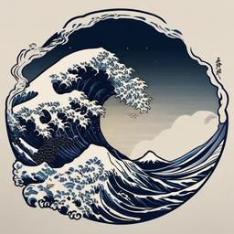 The Great Wave of Kanagawa Tattoo - A tribute to Hokusai's iconic wave, symbolizing the powerful and dramatic nature of the ocean.  simple tattoo design