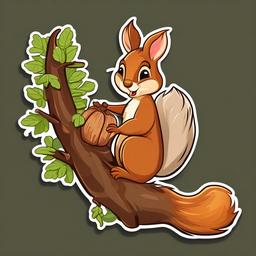 Squirrel cartoon - nut-loving tree climber  cartoon sticker style