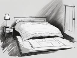 drawing of a monster under the bed  minimal rough sketch scribbles,doodles,black and white