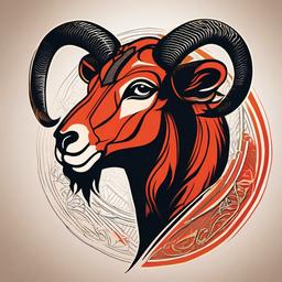 Aries God Tattoo-Bold and dynamic tattoo featuring Aries, the Greek god associated with the zodiac sign, capturing themes of courage and vitality.  simple color vector tattoo