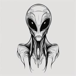 Alien Tattoo Simple - Keep it simple yet impactful with a straightforward alien tattoo design.  simple color tattoo,vector style,white background