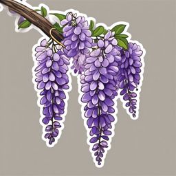 Wisteria Sticker - Experience the cascading and enchanting beauty of wisteria blooms with this sticker, , sticker vector art, minimalist design