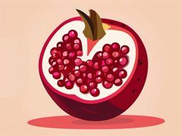 Pomegranate Cut Open Clipart - Pomegranate cut open to reveal its seeds.  color vector clipart, minimal style