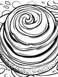 Food Coloring Pages - Cinnamon roll with icing drizzle  simple coloring pages