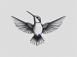 Tiny Hummingbird Tattoos - Tiny hummingbird hovering  minimalist tattoo design, white background