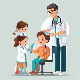 Doctor clipart - doctor giving a vaccine to a child  