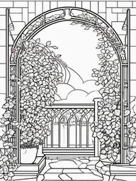 Plant Coloring Pages - Climbing roses along a garden trellis  simple coloring pages