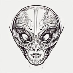 Alien Head Tattoo Small - Delicate yet impactful small alien head tattoo.  simple color tattoo,vector style,white background