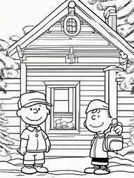 Peanuts Christmas Coloring Pages  outling,coloring pages,black and whit