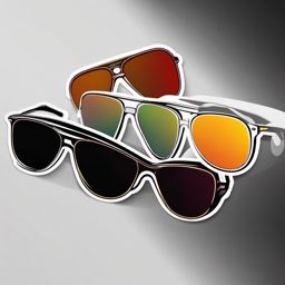 Sunglasses Reflection Sticker - Sunglasses with a reflective surface, ,vector color sticker art,minimal