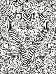 Heart Coloring Pages - Beautiful Hearts in Various Designs  minimal black outline printable sheet, coloring page