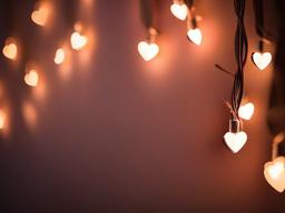 Valentine's Day background - Heart-shaped fairy lights hanging in a soft-focus room  aesthetic background wallpaper