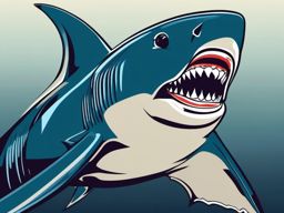 Shark Mouth - A detailed portrayal showcasing the distinctive mouth and teeth of a shark.  color vector clipart