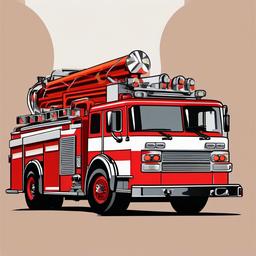 Fire Truck clipart - fire truck with safety cones around  color,minimalist,vector clipart