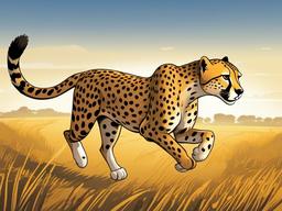 Cheetah Cartoon - Cartoon of cheetah sprinting on plains  