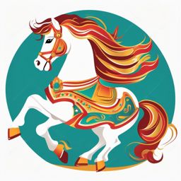 Carousel Horse Clipart - A beautifully adorned carousel horse captured in mid-spin, a symbol of childhood joy.  color clipart, minimalist, vector art, 