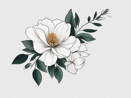 July Birth Flower Tattoo - Tattoo representing the flower associated with the birth month of July.  simple color tattoo,minimalist,white background