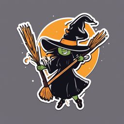Wacky Witch sticker- Broomstick Bloopers, , sticker vector art, minimalist design