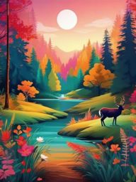 Cute Nature Wallpapers Enchanting Forests with Adorable Wildlife and Scenic Views wallpaper splash art, vibrant colors, intricate patterns