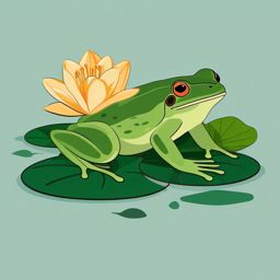 Frog and Lily Pad clipart - A frog on a lily pad, ,vector color clipart,minimal