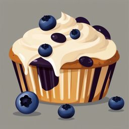 Blueberry Muffin Clipart - A freshly baked blueberry muffin.  color vector clipart, minimal style