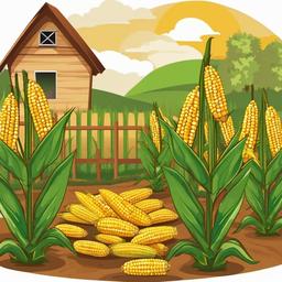 Corn clipart - corn in a farm setting  vector clipart