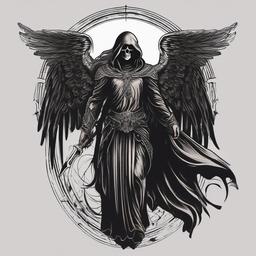 Angel of Death Tattoo-Capturing the essence of transition with an angel of death tattoo, symbolizing the journey from earthly existence to the afterlife.  simple vector color tattoo