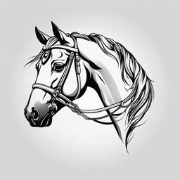 horse bridle tattoo  simple tattoo,minimalist,white background