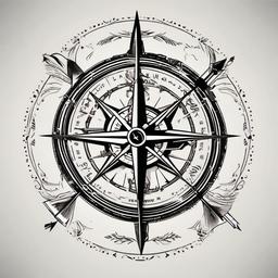 arrow with compass tattoo  vector tattoo design