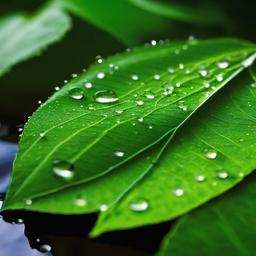 Water clipart - water droplets on a leaf  